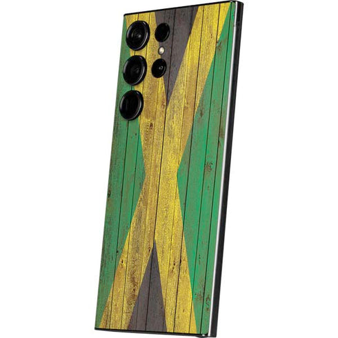 Jamaican Flag Dark Wood Galaxy S24 Ultra Skin
